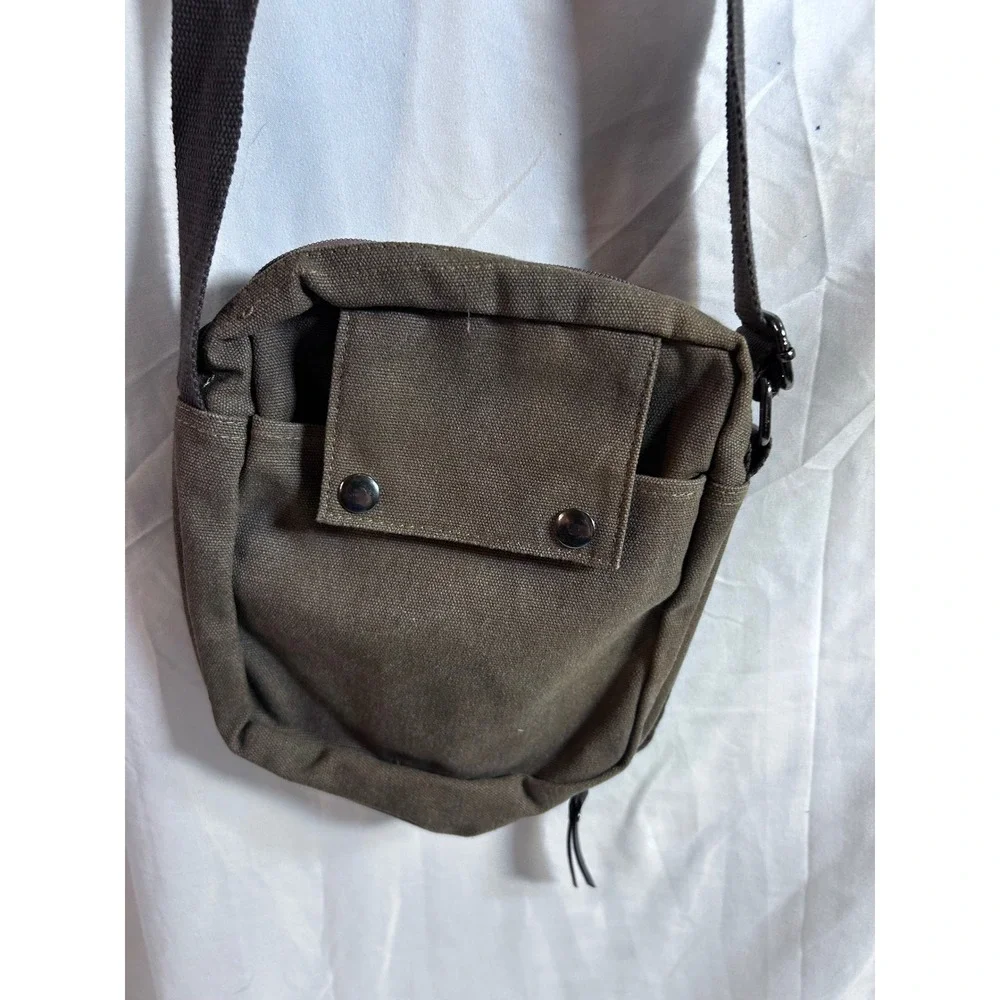 Harwish Messenger Bag Small Brown Canvas Crossbody Utility Travel Mens